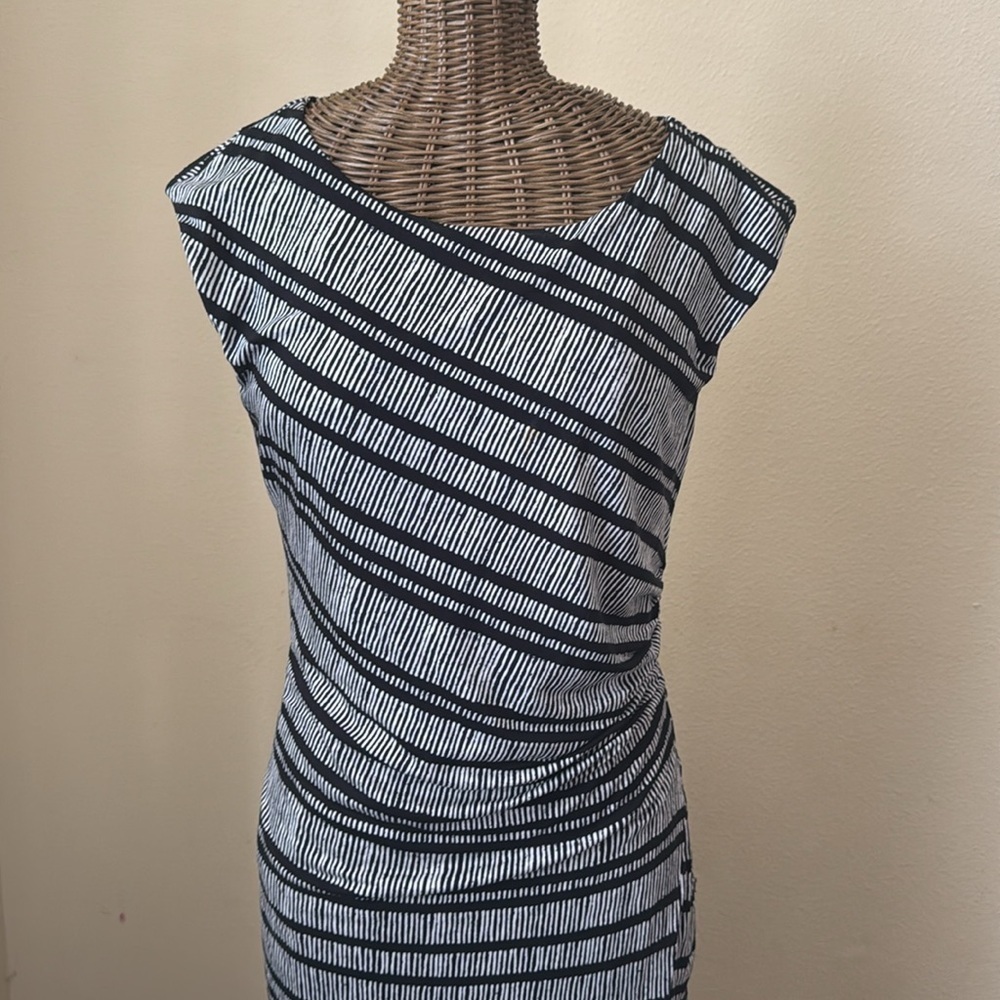 Loft Black and White Striped Dress SP Small Petite S - Picture 5 of 14